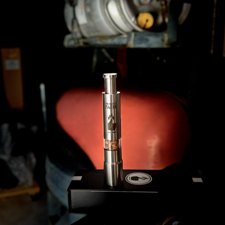 FUN WITH MATT , Firecracker Farm hot salt in etched stainless steel push grinder