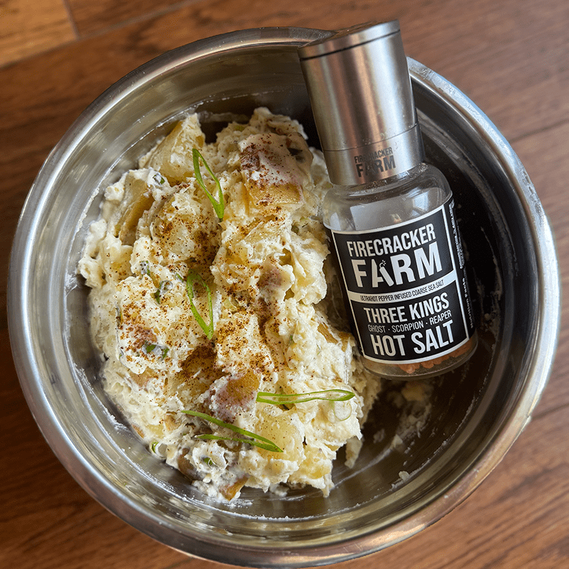 Smoked Yellow Potato Salad with Firecracker Farm Salt