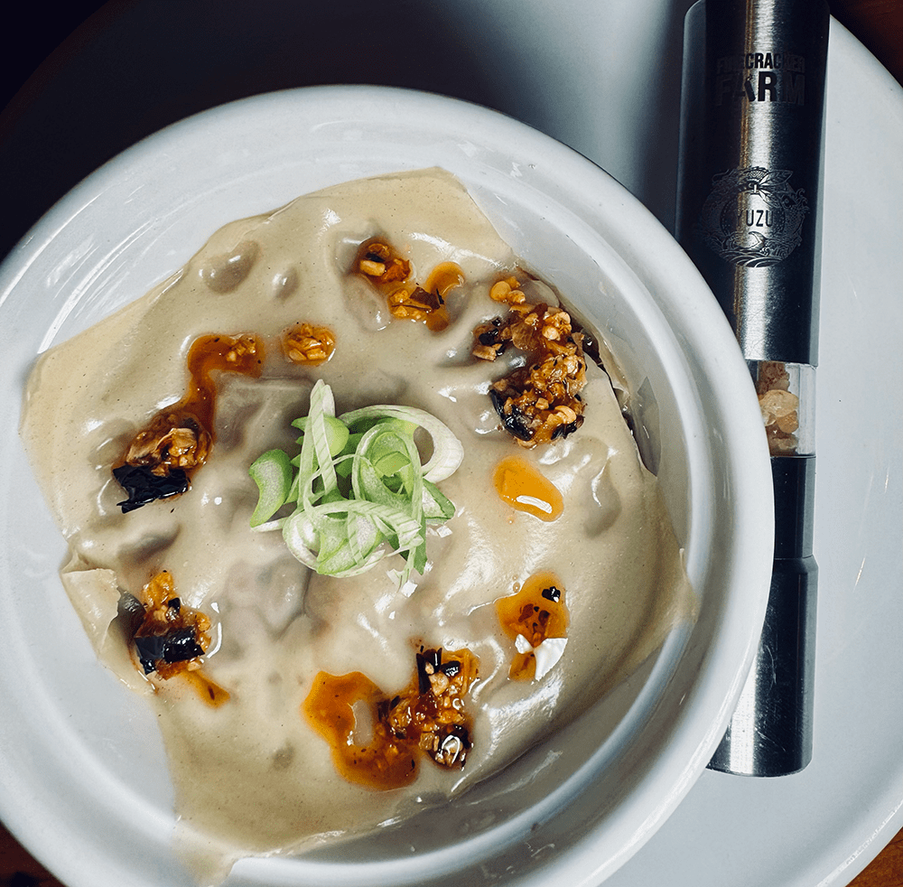 Steamed Dumpling Bowl with Yuzu Hot Salt - Photos and recipe: Dave Sands Firecracker Farm Recipe Image